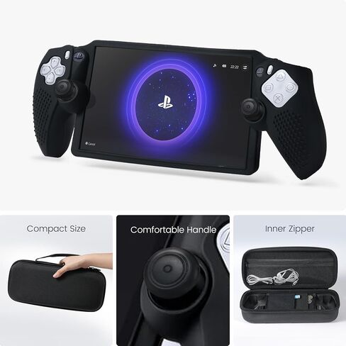 Allfitcase PlayStation Portal Case مع 10 في 1 مجموعات ملحقات متوافقة مع مشغل PS5 Portal عن بعد ، حافلة صعبة مع حامي شاشة بوابة 2 ، 2 قبعات قبضة الإبهام in Kuwait