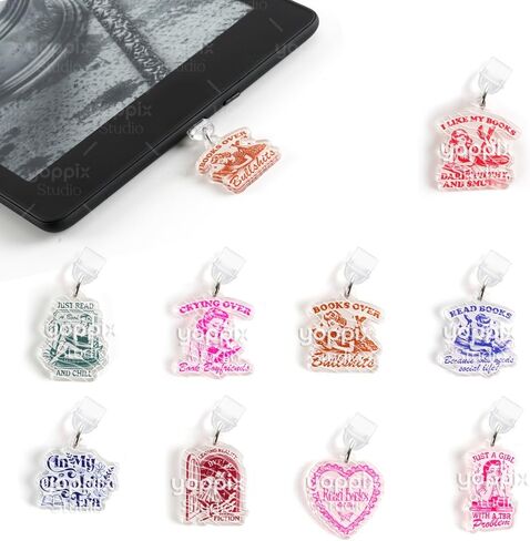 سحر Yoppix 9pcs لـ Kindle ، حول السحر المضحك في سداد قابس الغبار المتوافق مع ميناء الشحن من النوع C ، هدية لقراء محبي الكتب للرجال المعلمين ، إكسسوارات لـ Kindle in Kuwait