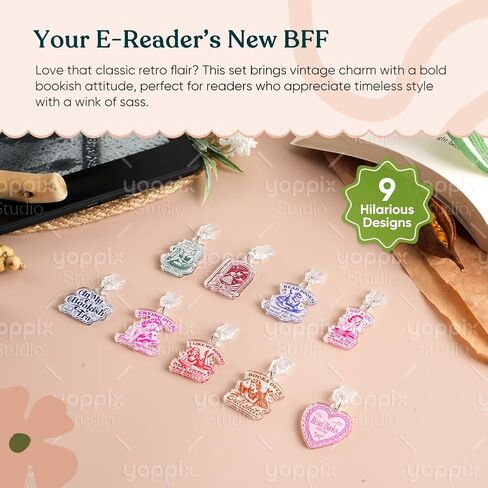 سحر Yoppix 9pcs لـ Kindle ، حول السحر المضحك في سداد قابس الغبار المتوافق مع ميناء الشحن من النوع C ، هدية لقراء محبي الكتب للرجال المعلمين ، إكسسوارات لـ Kindle in Kuwait