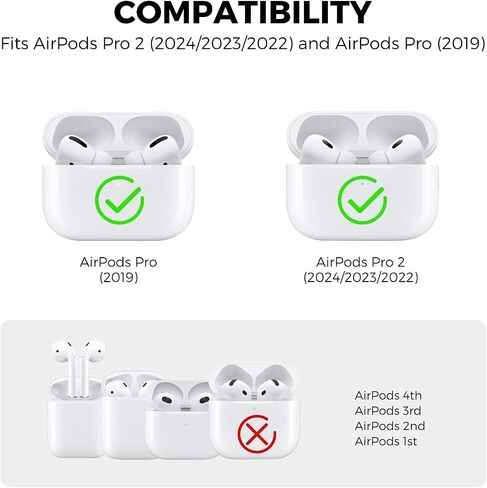 AHASTYLE AirPods Pro 2 Case Silicone Protective Cover [Front LED Visible] Compatible with AirPods Pro 2nd Generation (Black) in Kuwait