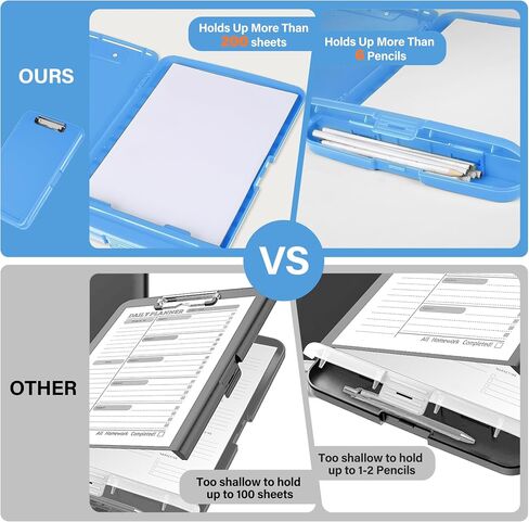 Clipboard with Storage, Large Capacity Nursing Clipboards with Low Profile Clip, Heavy Duty Plastic Storage Clipboard with Pen Holder, Side-Opening, Multifunctional Clipboard Case for Writing in Kuwait