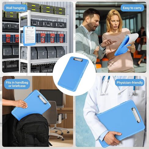 Clipboard with Storage, Large Capacity Nursing Clipboards with Low Profile Clip, Heavy Duty Plastic Storage Clipboard with Pen Holder, Side-Opening, Multifunctional Clipboard Case for Writing in Kuwait