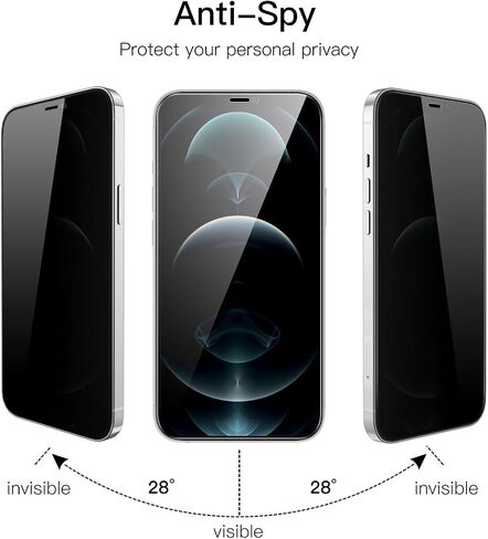 JETech Privacy Full Coverage Screen Protector for iPhone 13 Pro Max 6.7-Inch, Anti-Spy Tempered Glass Film, Edge to Edge Protection Case-Friendly, 2-Pack in Kuwait