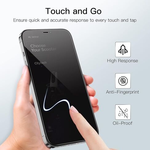 JETech Privacy Full Coverage Screen Protector for iPhone 13 Pro Max 6.7-Inch, Anti-Spy Tempered Glass Film, Edge to Edge Protection Case-Friendly, 2-Pack in Kuwait