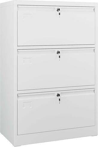 Aobabo 4 Drawer Metal Lateral File Cabinet,Steel Lateral Filing Cabinet with Letter/Legal A4 Size,Fast Assemble with 0 Screw,Assembly Required(White,4 Drawer) in Kuwait