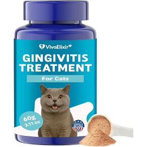 العناية بأسنان القطط - علاج التهاب اللثة - يخفف من رائحة الفم الكريهة، ويدعم الأسنان واللثة والفم والهضم، ويزيل البلاك، ويتحكم في الجير، ويعزز صحة فم القطط، مستخلصات طبيعية، مسحوق 2.11 أونصة in Kuwait