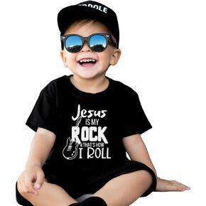 Jesus Is My Rock Bible Verse Christ Religious Sayings T-Shirt, Cool Christian Shirt For Toddler Boy, Christian Gift for Kids, Graphic Tee for Toddler Baby Boy Youth Infant Short Sleeve Top. in Kuwait