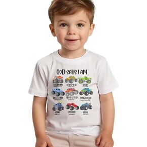 God Says I Am Monstertruck Bible Verse Christ Religious Sayings T-Shirt, God Says I am Shirt For Toddler Boy Monster Truck Car Lover Gift, Graphic Tee for Toddler Baby Boy Girl Infant Short Sleeve Top in Kuwait