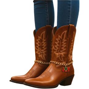 Minimal Gold Boot Anklet Pair – JOY Wreath Charm, Adjustable 11"–15", Holiday Christmas Boot Jewelry For Ankle & Tall Boots, Lobster Clasp, Handmade (BC53) in Kuwait