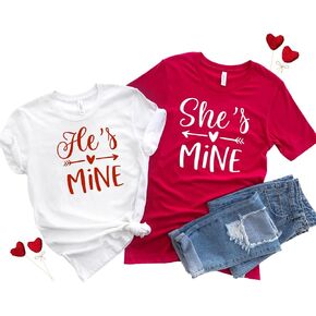 I'm His She's Mine Couples Shirts, Cute Valentine Matching Outfits for Husband, Wife, Boyfriend, Girlfriend, for Him and Her, Honeymoon Shirts. Multicolor in Kuwait