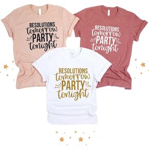 Resolutions Tomorrow Party Tonight New Years Eve Matching Shirts, Funny New Years Family Pajamas Matching Sets 2025, Happy New Year 2026 Matching T-Shirt for NYE Party. Multicolor in Kuwait