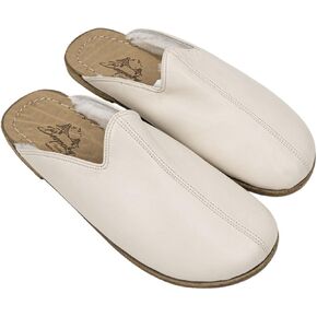 Golden Horn Cream Leather Color Artisan Handcrafted Leather Grounding Barefoot Shearling Slipper For Men Wide Toe Box Flexible Sole Lightweight Breathable Eco-Friendly Grounding Minimalist Shoes in Kuwait