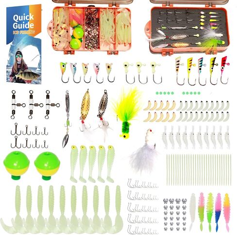 FONMANG 322 PCS Bass Fishing Lures Accessories Kit with Manual - Fishing Hooks Minnow Crankbait Frog Pope Bait Worm Larva Fish Spoon Spinner Bait - Jig Head Fishing Sinks Swivel Weighted Sinks in Kuwait