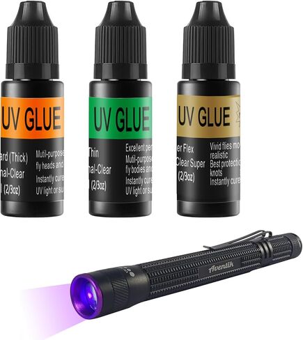 Riverruns UV Clear Glue Thick Thin Flew+UV Power 395nm Zoomable Pen Light for UV Glue Curing,Heads Bodies and Wings, Small Mini Stylus, IPX5 Water-Resistant in Saudi Arabia