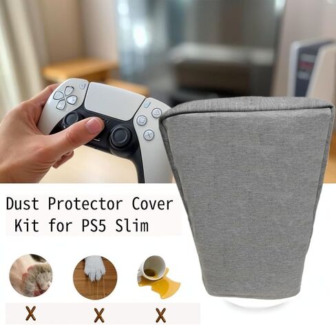طقم غلاف واقي الغبار لـ PS5 Slim و Fan Filter+Console Cover و While-Conflible Treating و Riltration و AdsoRB Gust و Custom With PS5 Slim Digital & Disc Edition (ليس للأفقي) in Kuwait