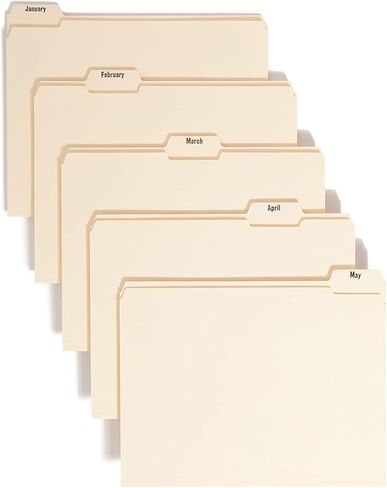 Smead 11777 مطويات مبرد مؤشرة، قطع 1/5، مؤشر A-Z، توب تاب، حرف، مانيليا (مجموعة من 25) in Kuwait