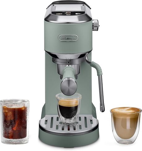 De'longhi Dedica Duo Machine Compact Espresso Machine - صانع القهوة البارد مع الحليب الغامض - من أجل الإسبريسو ، القهوة الساخنة والمثلجة ، الكابتشينو ، Lattes & Home Barista Brewing ، Vanilla in Saudi Arabia