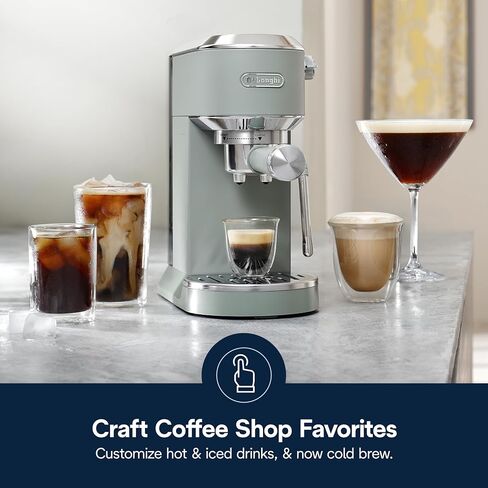 De'longhi Dedica Duo Machine Compact Espresso Machine - صانع القهوة البارد مع الحليب الغامض - من أجل الإسبريسو ، القهوة الساخنة والمثلجة ، الكابتشينو ، Lattes & Home Barista Brewing ، Vanilla in Saudi Arabia