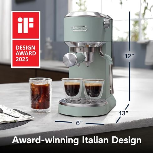 De'longhi Dedica Duo Machine Compact Espresso Machine - صانع القهوة البارد مع الحليب الغامض - من أجل الإسبريسو ، القهوة الساخنة والمثلجة ، الكابتشينو ، Lattes & Home Barista Brewing ، Vanilla in Saudi Arabia