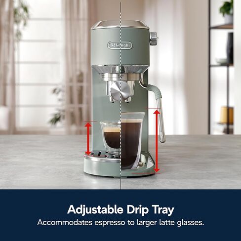 De'longhi Dedica Duo Machine Compact Espresso Machine - صانع القهوة البارد مع الحليب الغامض - من أجل الإسبريسو ، القهوة الساخنة والمثلجة ، الكابتشينو ، Lattes & Home Barista Brewing ، Vanilla in Saudi Arabia