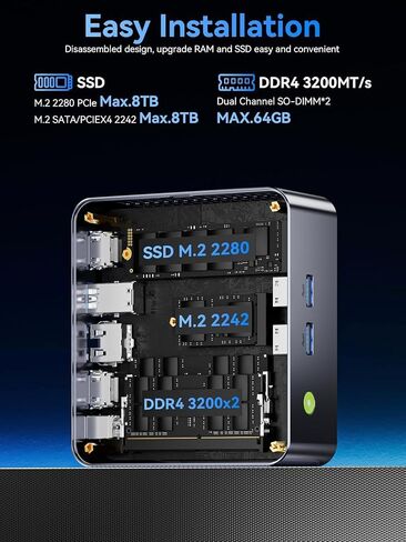 GMKtec Worlds Smallest Mini PC Intel N97 512GB SSD 12GB DDR5 Micro Desktop Computer for Business, School, Office, Pocket PC 28dB Ultra-Quiet Nucbox G5 in Saudi Arabia