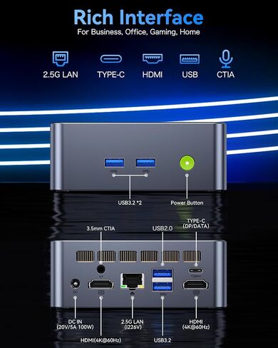 GMKtec Worlds Smallest Mini PC Intel N97 512GB SSD 12GB DDR5 Micro Desktop Computer for Business, School, Office, Pocket PC 28dB Ultra-Quiet Nucbox G5 in Saudi Arabia