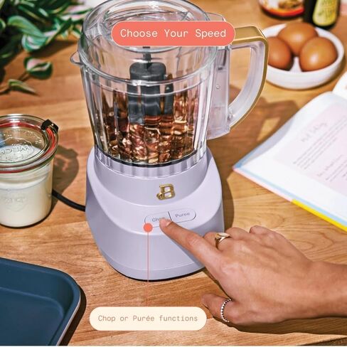 مروحية طعام جميلة من 3 كوب من كوب ، معالج صغير كهربائي مع وعاء زجاجي ، شفرة خالية من الفولاذ المقاوم للصدأ ، آمن غسالة الصحون ، جهاز المطبخ المدمج لللمس بقوة 250 واط (الجليد الأبيض) in Kuwait