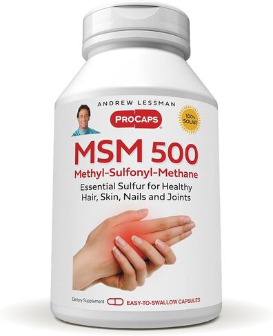 ANDREW LESSMAN MSM 500 Methyl-Sulfonyl-Methane 60 Capsules –Highly Concentrated Source of Organic Sulfur. Supports Healthy Structure and Function of Joints, Skin, Nails and Hair. No Additives in Saudi Arabia