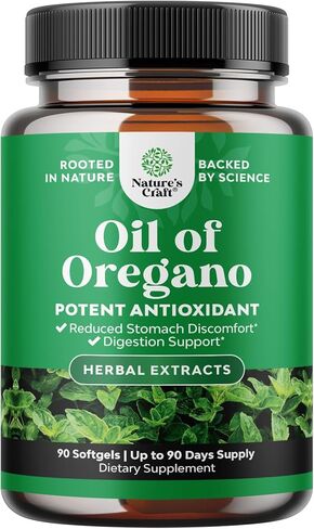 Pure Wild Oregano Oil Softgels - Oil of Oregano Softgels for Immune Support Heart Health and Upset Stomach - Soluble Fiber Antioxidant Supplement Softgels for Bone Health and Daily Energy Boost in Saudi Arabia