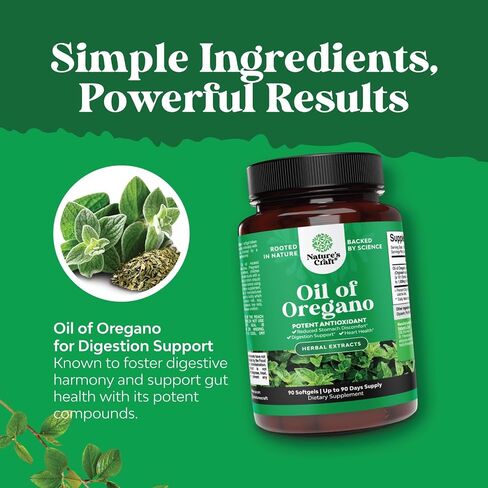 Pure Wild Oregano Oil Softgels - Oil of Oregano Softgels for Immune Support Heart Health and Upset Stomach - Soluble Fiber Antioxidant Supplement Softgels for Bone Health and Daily Energy Boost in Saudi Arabia