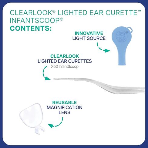 Bionix - أداة تجعيد الأذن ClearLook Lighted FlexLoop، أداة إزالة شمع الأذن، تساعد على إزالة تراكم الشمع، تصميم مريح للمقبض، سهلة الاستخدام، مثالية لمقدمي الرعاية الصحية، استخدام واحد (50 قطعة) in Kuwait