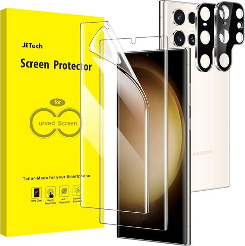 جيتك شاشة حماية لموبايل سامسونج جالاكسي S22 الترا شبكة الجيل الخامس 5G مقاس 6.8 بوصة مع واقي عدسة الكاميرا، طبقة من البولي يوريثين الحراري المرن، متوافقة مع بصمة الاصبع، شفافة HD، سهلة التركيب، عبوة in Kuwait
