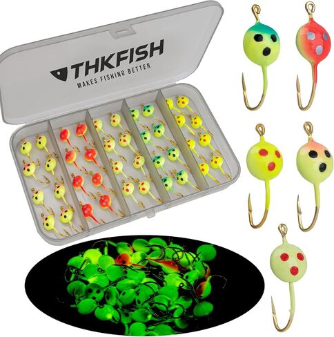 THKFISH Ice Fishing Jigs Ice Fishing Lures Ice Fishing Gear Ice Small Fishing Tackle Kit Crappie Panfish Jigs in Kuwait