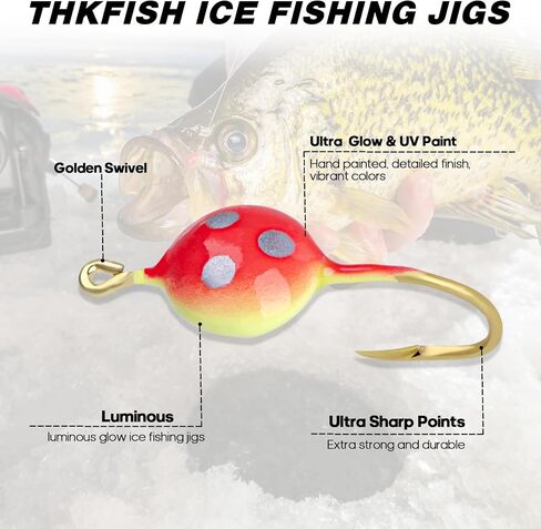 THKFISH Ice Fishing Jigs Ice Fishing Lures Ice Fishing Gear Ice Small Fishing Tackle Kit Crappie Panfish Jigs in Kuwait