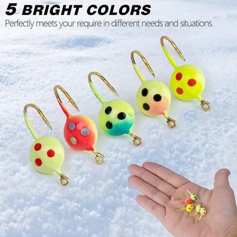 THKFISH Ice Fishing Jigs Ice Fishing Lures Ice Fishing Gear Ice Small Fishing Tackle Kit Crappie Panfish Jigs in Kuwait