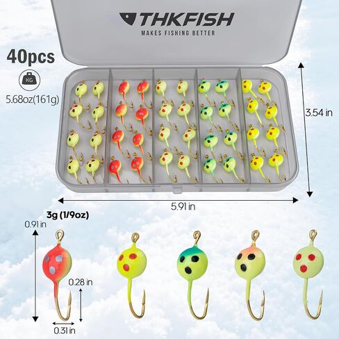 THKFISH Ice Fishing Jigs Ice Fishing Lures Ice Fishing Gear Ice Small Fishing Tackle Kit Crappie Panfish Jigs in Kuwait