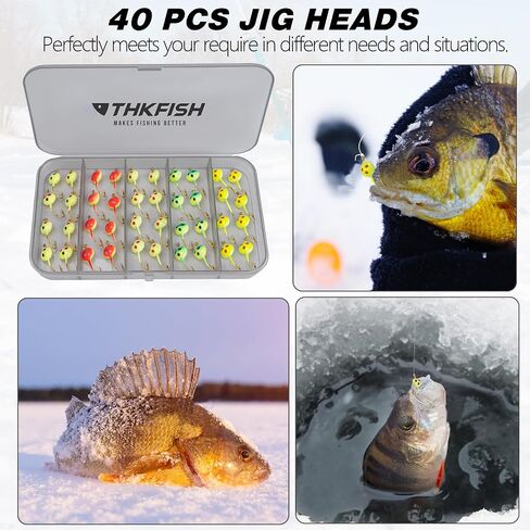 THKFISH Ice Fishing Jigs Ice Fishing Lures Ice Fishing Gear Ice Small Fishing Tackle Kit Crappie Panfish Jigs in Kuwait