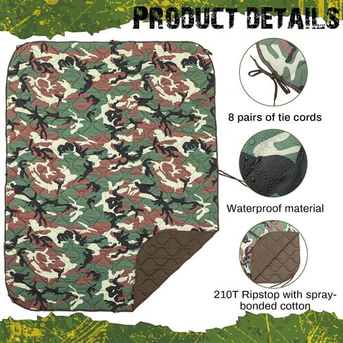 Barydat 3 Pack Woobie Military Poncho Liner 82x60 Inch Waterproof Thermal Insulated Army Blanket with Compression Carry Bag Camping Blanket for Outdoor Camping Hunting Hiking Survival Picnic in Saudi Arabia