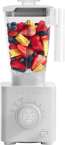 Chefman Obliterator 48 oz Countertop Blender for Smoothies, 1380W Motor to Crush Ice, Nuts, and Frozen Fruit with Stainless Steel Blade, Auto Blend Function, Includes Tamper and Scraper in Kuwait