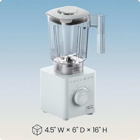 Chefman Obliterator 48 Oz Blender Confertop for Smoothies ، محرك 1380W لسحق الجليد والمكسرات والفواكه المجمدة مع شفرة الفولاذ المقاوم للصدأ ، وظيفة مزيج تلقائي ، تشمل العبث والمكشطة in Kuwait
