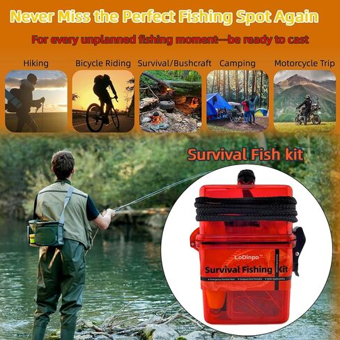 Mini Survival Fishing Kit Small Emergency Fishing Gear Box Pocket Fishing Tackle Travel Fishing Shoebox Surf Survivalist Fishing Accessories Pack Gifts for Fishing Starter Men in Saudi Arabia