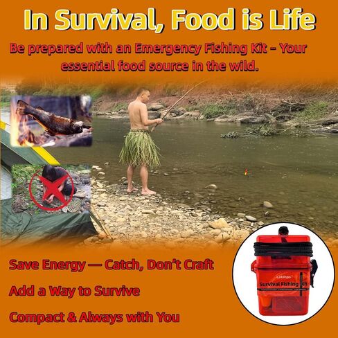 Mini Survival Fishing Kit Small Emergency Fishing Gear Box Pocket Fishing Tackle Travel Fishing Shoebox Surf Survivalist Fishing Accessories Pack Gifts for Fishing Starter Men in Saudi Arabia