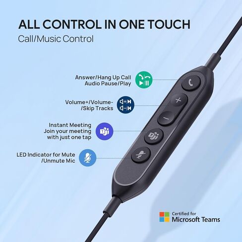 سماعات رأس yealink UH42 USB-A مع ميكروفون لإلغاء الضوضاء ، سماعات الرأس السلكية لجهاز الكمبيوتر المحمول للكمبيوتر للكمبيوتر ، متوافق مع فرق التكبير ، وسائد الأذن الراحة ، صوت ستيريو ، في خط عناصر التحكم in Kuwait