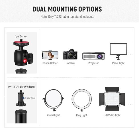 NEEWER Desk Mount C Clamp Stands, 2 Pack Desktop Clip Stand with 1/4" Ball Head Adapter, 13.8"-23.6" Adjustable Light Stand, Tabletop Stand for DSLR Camera, Light, Video Monitor, Mic, Max. Load 5kg in Kuwait