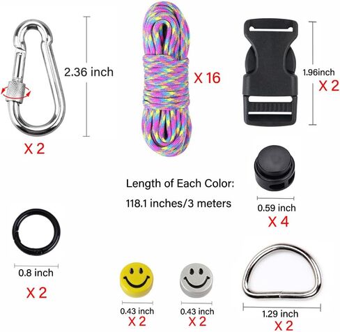 32 Colors Paracord - 10 FT Paracord Kit Paracord Rope Nylon Rope with Complete Accessories for Making Lanyard, Bracelets, Dog Collar and Craft in Saudi Arabia