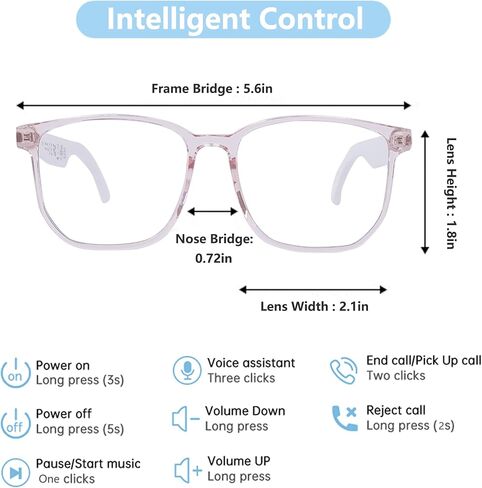 منظمة العفو الدولية نظارات ذكية ， نظارات الترجمة مع 164 لغة ، نظارات بلوتوث للرجال للنساء مع GPT الدردشة ، العدسة المادية المتغيرة ، التحكم في اللمس ، مكالمات خالية من اليدين ، مناسبة للسفر/الاجتماع/الدرج. in Kuwait