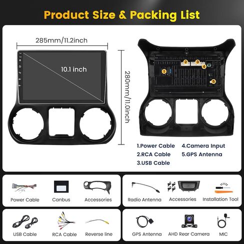 Stereo 5G WiFi Car Stereo [8-Core 6+128G] Hikity Android 15 Stereo لـ Jeep Wrangler 2011 2012 2013 ، 10.1 " in Saudi Arabia