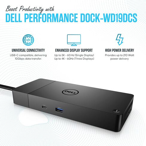 Dell Performance Dock WD19DC Docking Station مع 240W. كابلات HDMI و DP (متجددة) in Saudi Arabia