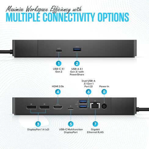 Dell Performance Dock WD19DC Docking Station مع 240W. كابلات HDMI و DP (متجددة) in Saudi Arabia