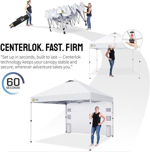 CROWN SHADES Canopy Tent 10x10 Pop Up Canopy with Side Pockets, Blue | Pop Up Tent Shelter with One Person Set Up Center Lock, Portable Instant Camping Beach Canopy Tents in Saudi Arabia